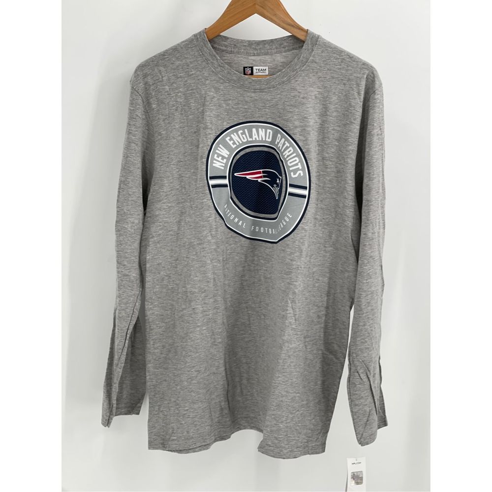 NFL New England Patriots Long Sleeve T Shirt Men's Size Large Gray Football New